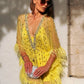 Fiona Yellow Feathered Dress