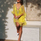 Fiona Yellow Feathered Dress