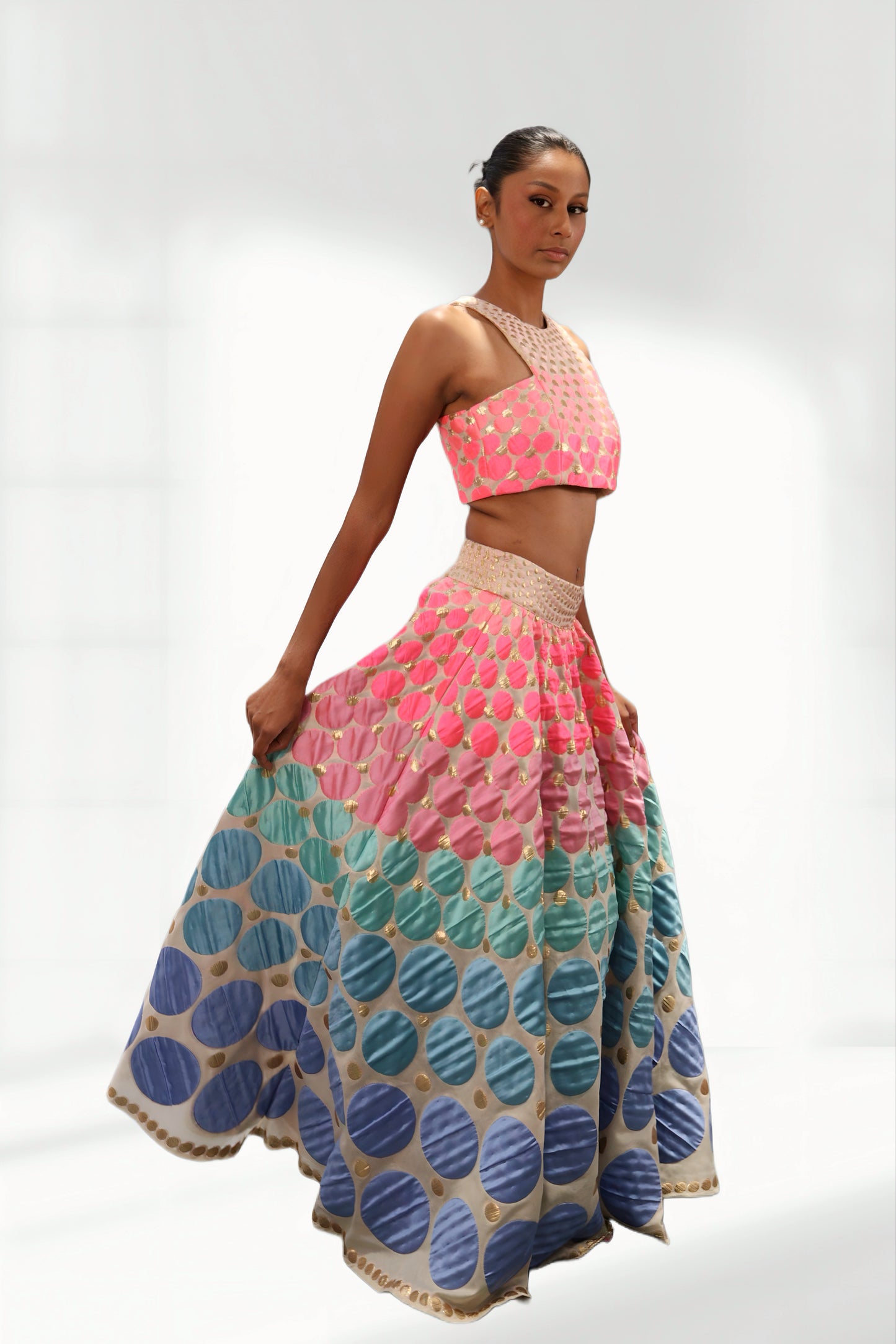 Pink Ombre Embroidered Lehanga set