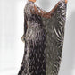 Black Sequin and Bead Kaftan Gown