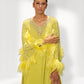 Citrus Green Feather and sequin Maxi Kaftan