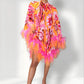 The "Tropical Plume Mini Dress"