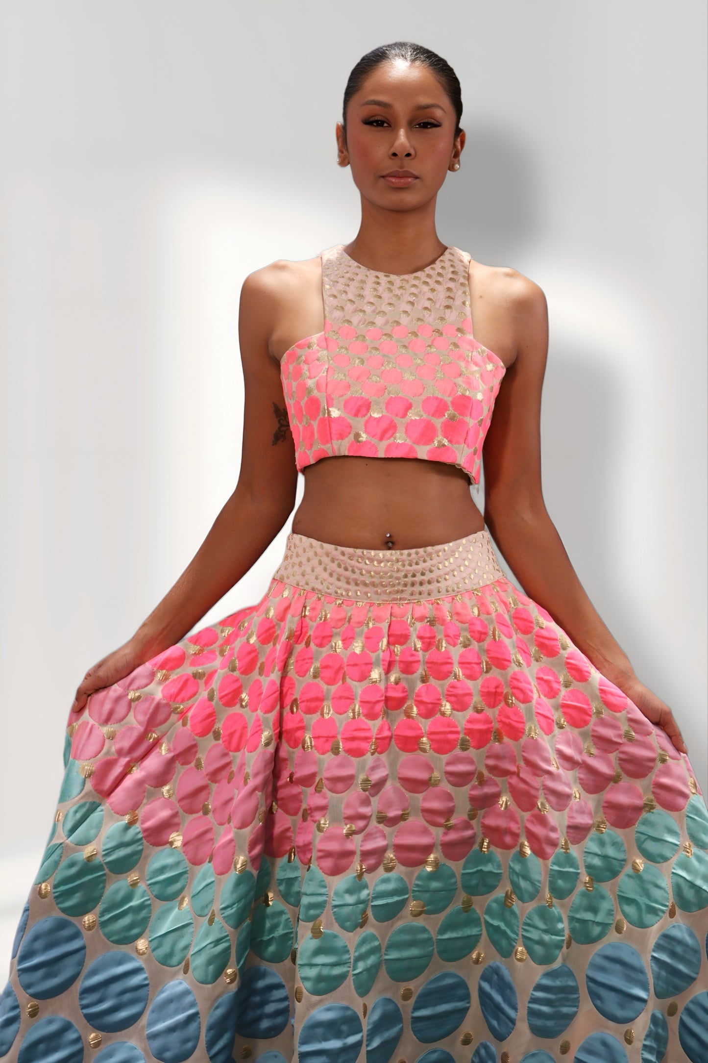 Pink Ombre Embroidered Lehanga set