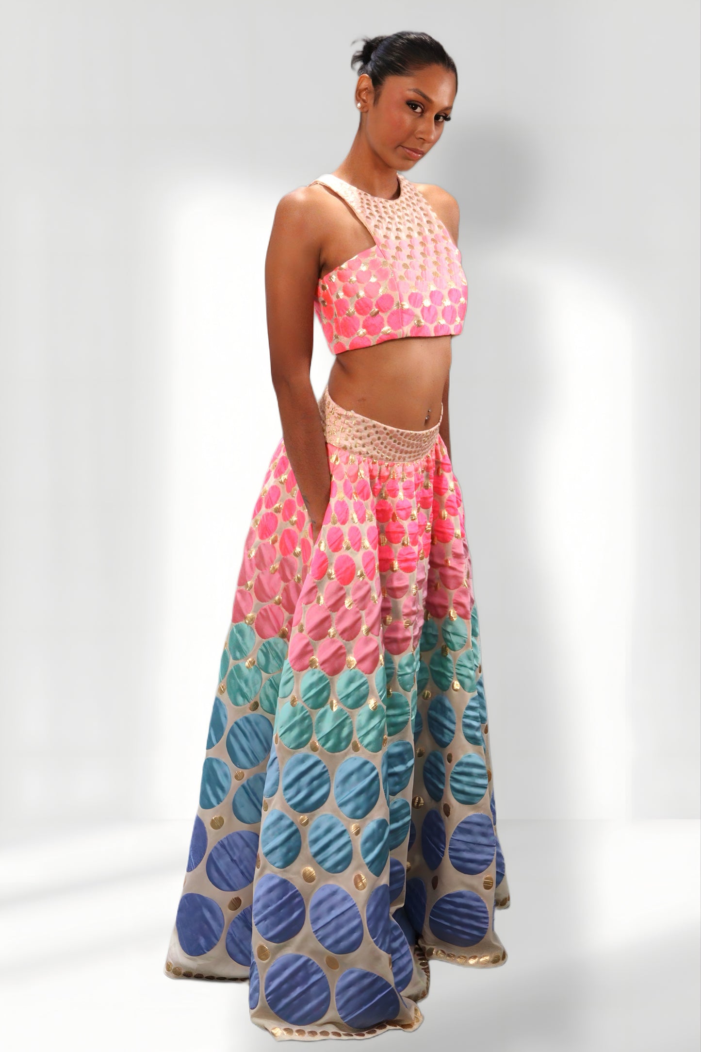 Pink Ombre Embroidered Lehanga set