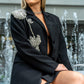 Katey Rhinestone Flower Blazer