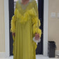 Citrus Green Feather and sequin Maxi Kaftan