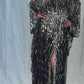 Black Sequin and Bead Kaftan Gown
