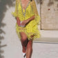 Fiona Yellow Feathered Dress